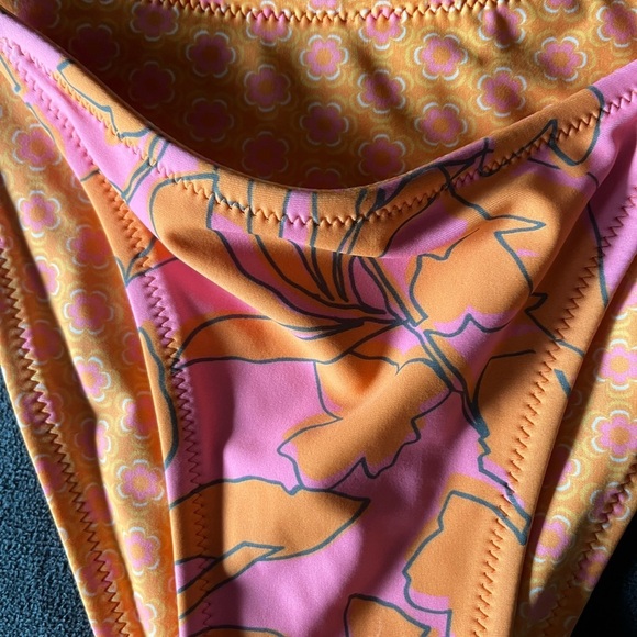 Wild Fable Reversible Floral Pink and Orange Bikini Set XL Extra Large Top / XS - Picture 9 of 12